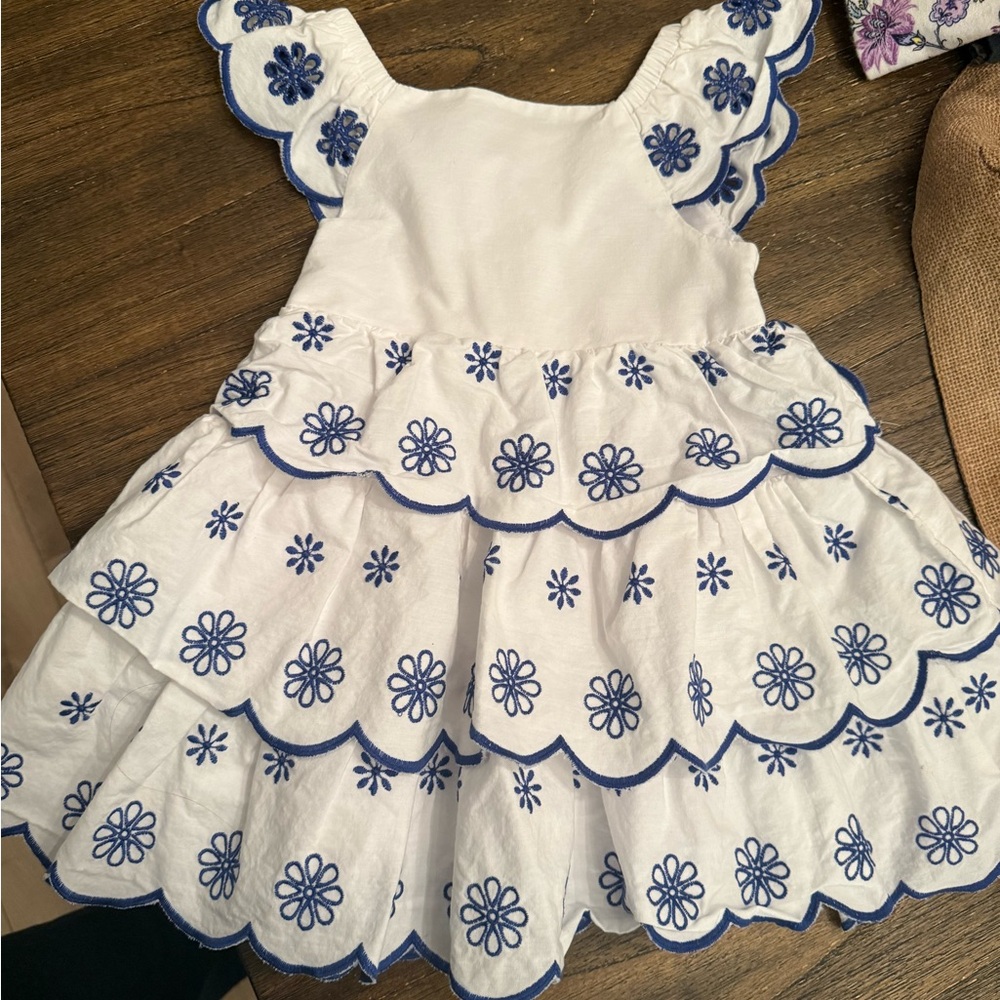 Nina White Dress with Pink and Black Embroidery